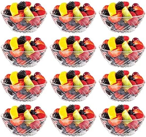 Vikko Glass Bowls - Set of 12 Decorative Dessert Bowls, 10.75 Ounce Glass Dish for Dessert, Candy, Kitchen Prep, Dishwasher Safe