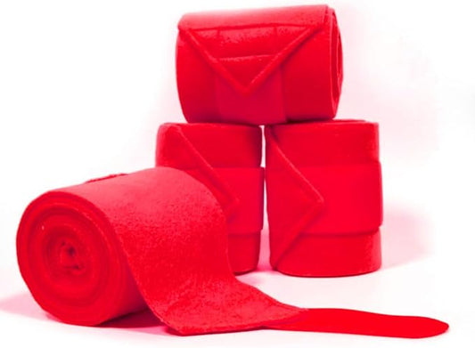 Horse Polo Leg Wraps Soft Fleece Wraps Equestrian Leg Bandage 4-Pack (Full(10ft), Red)