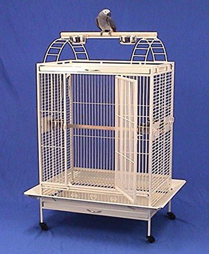 XX Extra Large Open Play Top Bird Parrot Cage - 40" X 30" X 73"H - Wrought Iron with 6mm Extra Strong Wire *Egg Shell White*