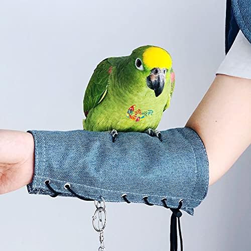 ISMARTEN Parrot Anti-Scratch Arm Protector, Multi-Functional Bird Diaper Flight Suits Pee Pads Diaper Poop Shawl for Small Medium Cockatiel Parakeet Macaw Lovebirds Finches (Arm Protector-Blue)