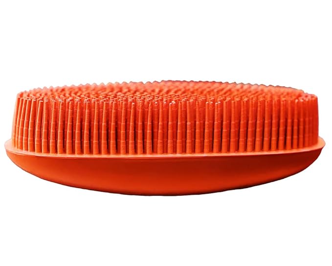 Grewal® Equestrian Grooming Bundle Kit - Comfy Pet Grooming & Bathing Glove - Oval Face Soft Bristles - Great for Thin & Sensitive Skin (Orange)