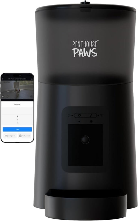 Smart HD Automatic Cat Feeder with 1080P Camera & Night Vision, 2-Way Audio, WiFi App Control, Anti-Jam 6L Pet Feeder with Battery Backup, Schedules Up to 15 Meals for Cat & Dog (Black)