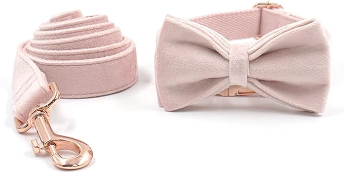PETDURO Personalized Dog Collar Pink Purple Soft Velvet for Large Medium Small Boy Girl Dogs - Custom Collar with Name Phone Engraved on Rose Gold Metal Buckle - Add Leash Bow Set via Customize Now