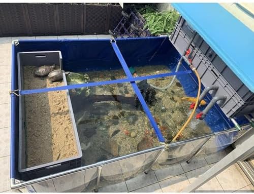 Durable PVC Fish Breeding Tank with Steel Frame - Clear View, Easy Assembly, Ideal for Aquatic Pets, Backyard Pool Pond, 50x40x30cm