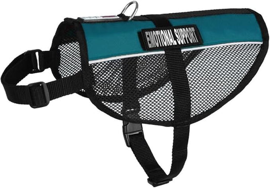 Dogline MaxAire Vest Emotional Support Removable Patch Adjustable Harness Reflective for Puppies Small Medium and Large Dogs 30 by 38 Inch Girth Teal