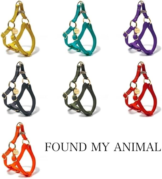 Found My Animal - Navy Cotton Cat & Dog Harness (Large) - Hand Dyed & Crafted Dog Harness - Adjustable, Pet Harness with Solid Brass Rings & Buckle - Dog Training Harness - Made in USA