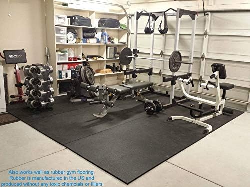 American Floor Mats - Heavy Duty Stall Tiles - Stable/Horse Tiles - Thick, Durable Rubber Flooring Solid Black 12' x 20' Set 3/8" Thick (60 Tiles Total)