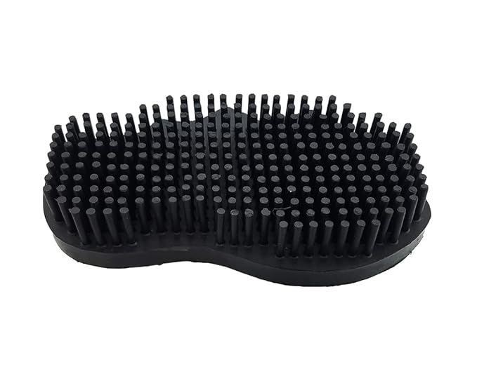 Grewal® Equestrian Grooming Bundle Kit - Comfy Pet Grooming & Bathing Glove - Oval Face Soft Bristles - Great for Thin & Sensitive Skin (Black)