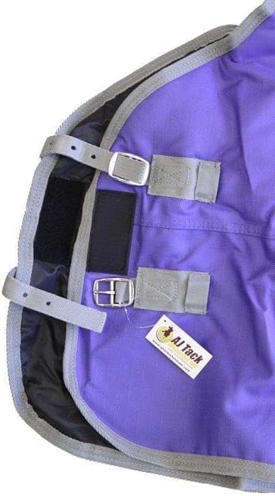 AJ Tack 1200D Waterproof Winter Horse Blanket - 400g Heavyweight Turnout with Fleece Collar, Shoulder Gussets & Tail Flap - Purple 76"