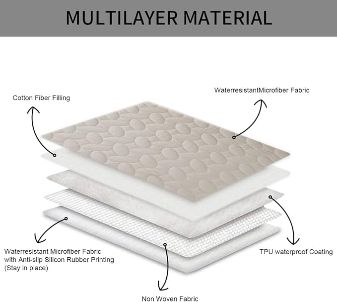 Ameritex Waterproof Pet Bed Cover Anti-Slip Dog Bed Blanket for Sofa and Furniture Waterproof New Pattern Design (Khaki, 52x82 Inch (Pack of 1))