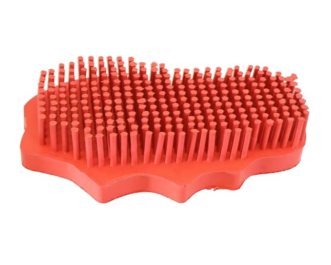 Grewal® Equestrian Grooming Bundle Kit - Comfy Pet Grooming & Bathing Glove - Oval Face Soft Bristles - Great for Thin & Sensitive Skin (Orange)