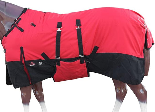 HILASON 1200D Winter Waterproof Poly Horse Turnout Blanket Belly Wrap Red | 84 in