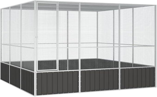 Steel Bird Cage, Large Flight King Bird Cage for Cockatiels African Grey Quaker Amazon Sun Parakeets Green Cheek Conures Pigeons Parrot Bird Cage Birdcage, Anthracite 119.1"x127.8"x83.3"