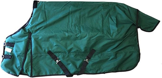AJ Tack 1200D Waterproof Winter Horse Blanket - 400g Heavyweight Turnout with Fleece Collar, Shoulder Gussets & Tail Flap - Green 74"