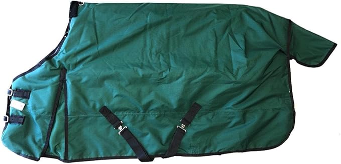 AJ Tack 1200D Waterproof Winter Horse Blanket - 400g Heavyweight Turnout with Fleece Collar, Shoulder Gussets & Tail Flap - Green 76"