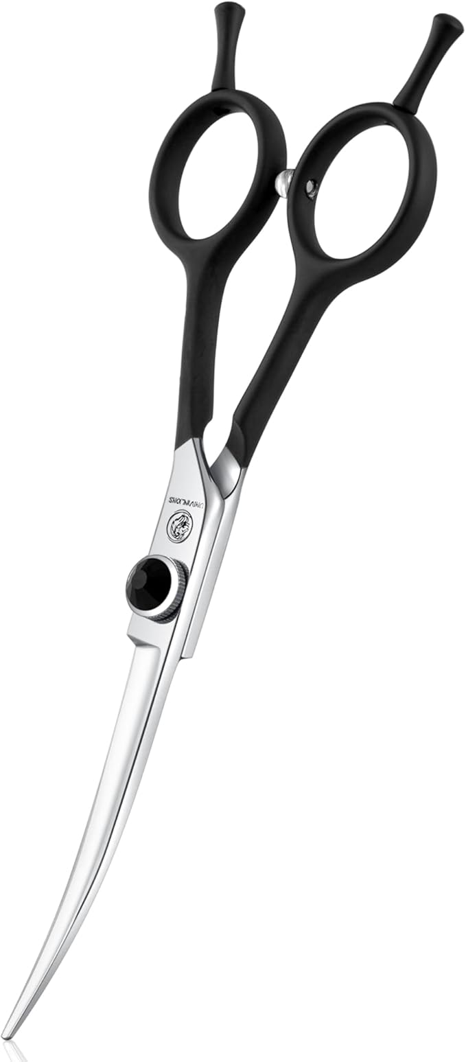 Dragon Creek 6" Upward Curved Dog Grooming Scissors Shears for Grooming Face and Paws Safety Shears Trimming Cutting Scissors for Dog Cat Pet Christmas Thanksgiving Gift Black