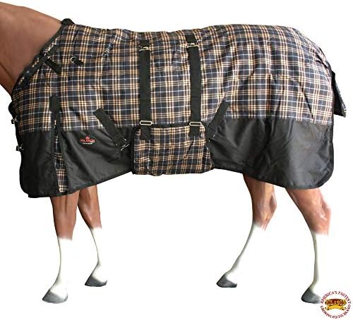 HILASON Orange Black Plaid 69 in 1200D Winter Waterproof Poly Horse Turnout Blanket Belly Wrap