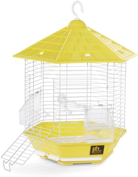 Neo-Classical Nostalgia Bird Cage with Elegant Design, Durable Metal Construction, Spacious Interior, and Timeless Aesthetic for Comfortable Bird Housing Yellow