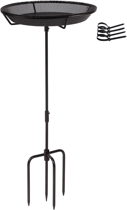 Standing Bird Feeder Bowl with 29.1 inch Iron Stand - Detachable Outdoor Decor for Garden Backyard Patio and Deck - Perfect for Attracting Birds