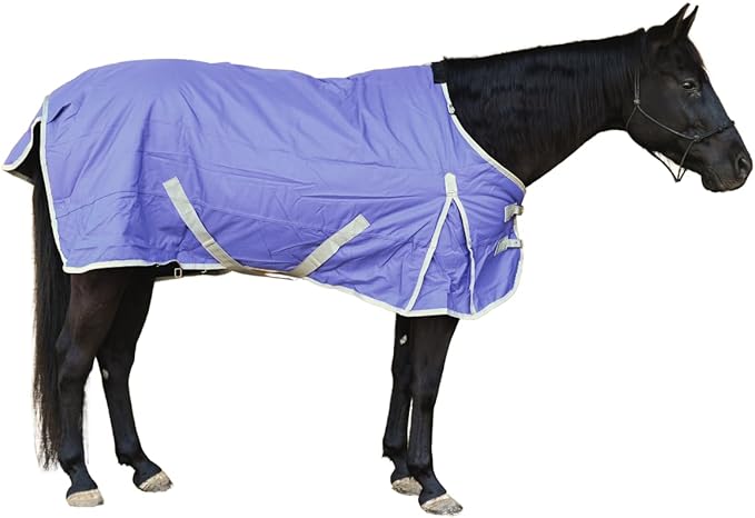 AJ Tack 1200D Waterproof Winter Horse Blanket - 400g Heavyweight Turnout with Fleece Collar, Shoulder Gussets & Tail Flap - Purple 66"