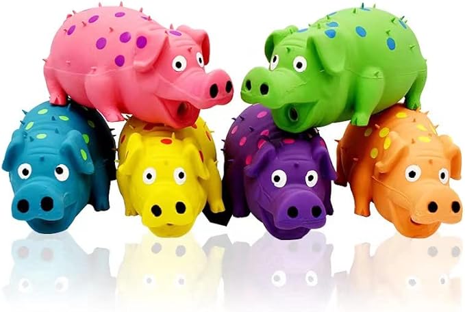 Squeaky Pig Dog Toys, 2 Pack Grunting Pig Dog Toy That Oinks Grunts for Small Medium Large Dogs, Grunting Pig Sound Play Dog Toy