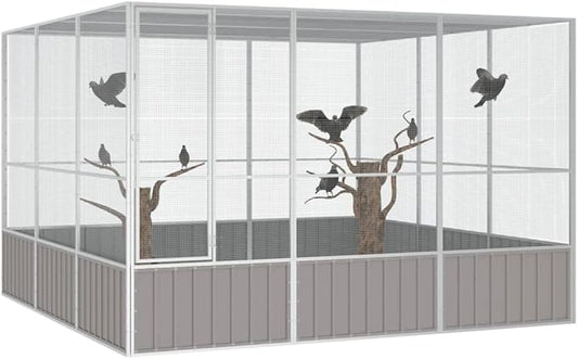 Tidyard Large Galvanized Steel Bird Cage, Spacious Rectangular Design for Outdoor Use, Ideal for Budgies and Parrots