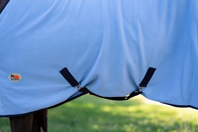 Miller's Standard Neck Fleece Cooler for Horses -Powder Blue with Navy Trim -81