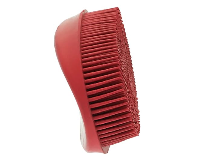 Grewal® Equestrian Grooming Bundle Kit - Comfy Pet Grooming & Bathing Glove - Oval Face Soft Bristles - Great for Thin & Sensitive Skin (Red)