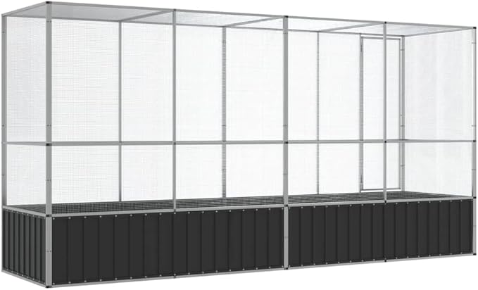 Steel Aviary with Extension, Large Bird Cage with Lockable Door, Aviary Spacious and Versatile Cage Ideal for Parakeets, Parrots, Lovebirds, Cockatiels, Pigeons, 164.8"x42.1"x83.5",-276