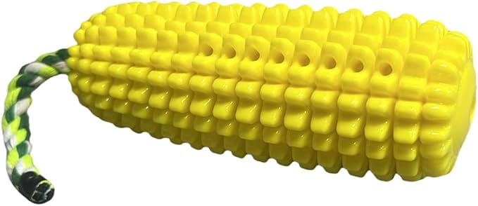 FJ Four Joys Corn-Shaped Dog Chew Toy, Squeaky Toy, Dog Toothbrush, Tough and Interactive Toy for Small, Medium and Large Dogs