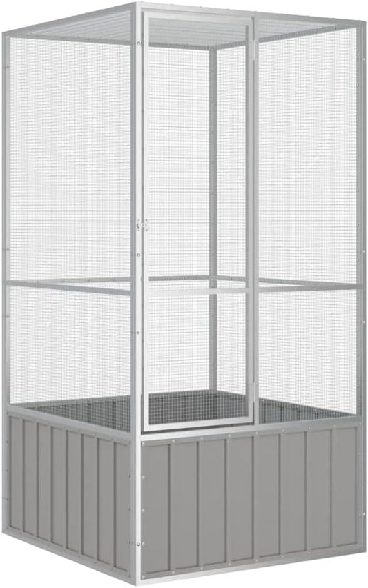 Steel Bird Cage, Large Flight King Bird Cage for Cockatiels African Grey Quaker Amazon Sun Parakeets Green Cheek Conures Pigeons Parrot, Gray 43.7"x42.1"x83.3" -AA