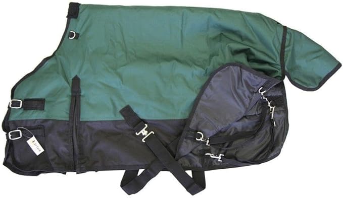 AJ Tack 1200D Waterproof Winter Pony Blanket - 300g Heavyweight Turnout with Fleece Collar, Shoulder Gussets & Tail Flap - Black 54"