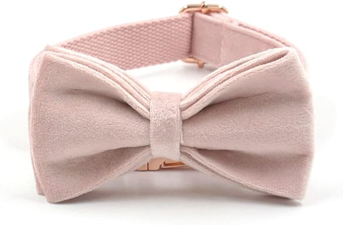 PETDURO Personalized Dog Collar Pink Soft Velvet for Large Medium Small Boy Girl Dogs - Custom Collar with Name Phone Number Engraved on Rose Gold Metal Buckle - Add Leash Bow Set via Customize Now