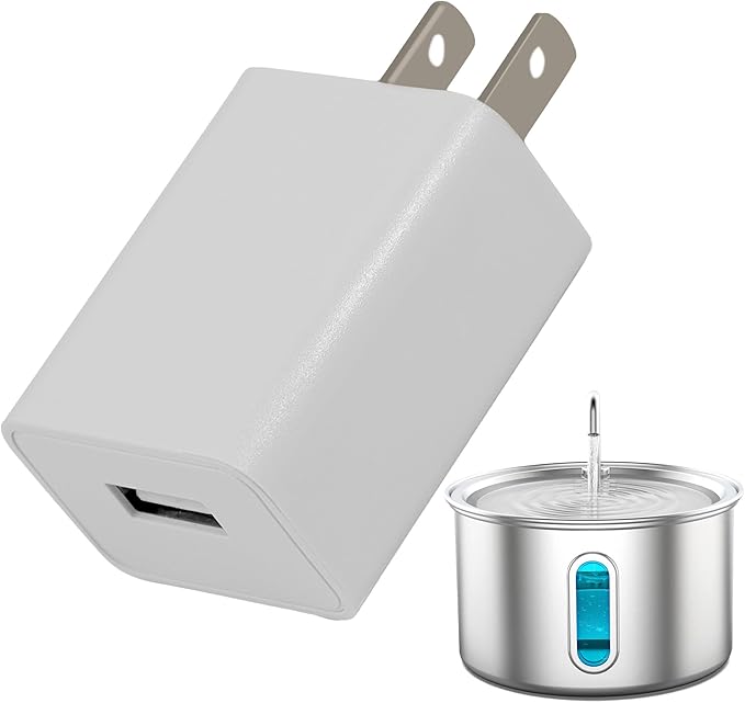 5V 1A Power Adapter for Cat Water Fountain, USB Wall Charger 1000mA DC Power Supply, Compatible with All USB Plug Fountain