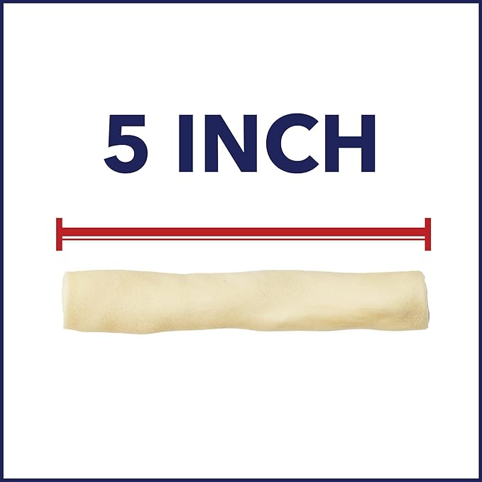 Pet Factory 100% Made in USA Beefhide 5" Chip Rolls Dog Chew Treats - Natural Flavor, 22 Count/1 Pack