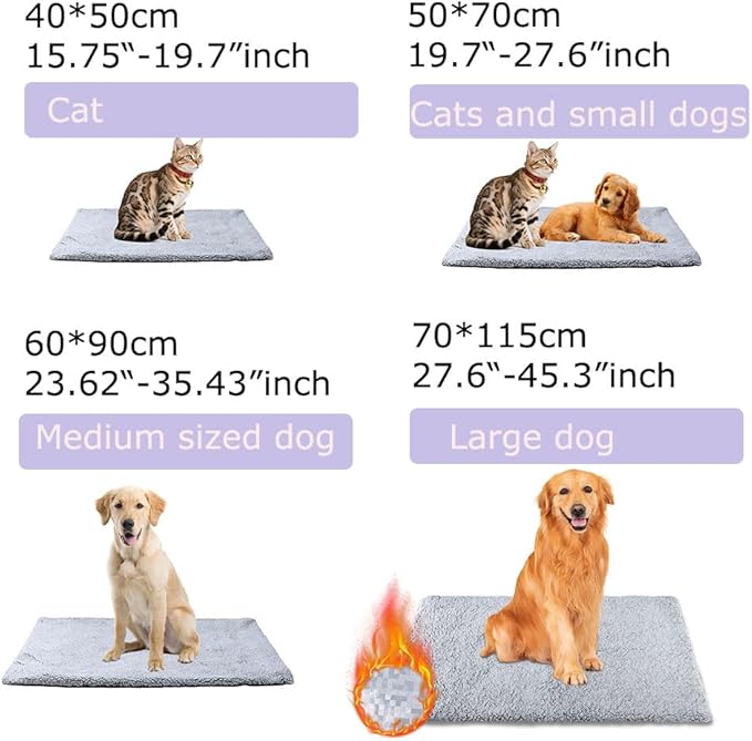 Self Heating Cat Bed Advanced Extra Warm Thermal Pet Pad Pets With Removable Cover Non-Slip Bottom Washable Non Electric Warming Cat Bed Non Electric Warming Pad Dog Outdoor Gray 19.68*27.56 Inch