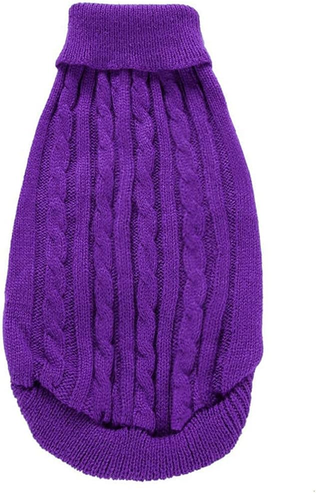 CHBORCHICEN Small Dog Sweaters Knitted Pet Cat Warm Dog Sweatshirt Winter Clothes Kitten Puppy Sweater (X-Small, Purple)