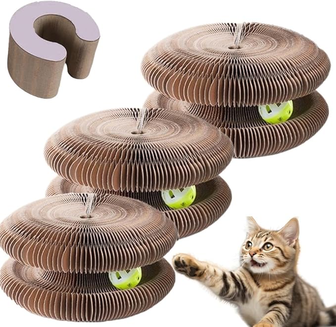 Rascador Flexible,rascador Flexible, 360°Spiral Track, Built-in Ball Pit, Magnetic Design, Free Splicing, Relieve Stress, Suitable for Indoor Cats (3PCS)