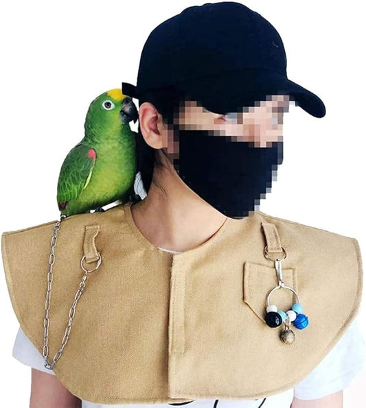 ISMARTEN Parrot Anti-Scratch Shoulder & Arm Protector, Multi-Functional Bird Diaper Flight Suits Pee Pads Diaper Poop Shawl for Cockatiel Parakeet Macaw Lovebirds Finches (Shoulder Protector-Yellow)
