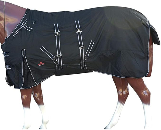 Black 68 in HILASON 1200D Winter Waterproof Poly Horse Turnout Blanket Belly Wrap