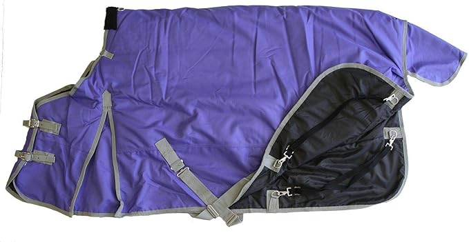 AJ Tack 1200D Waterproof Winter Horse Blanket - 400g Heavyweight Turnout with Fleece Collar, Shoulder Gussets & Tail Flap - Purple 72"