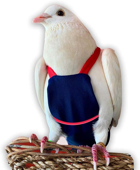 Bev's Bird Boutique Regular Flyper Adjustable Bird Diaper | Reusable, Washable Cloth | Comfort Fit for Parrot, Cockatiels, & Other Small Birds | Fashionable Avian Accessories, Navy & Red, Size 6