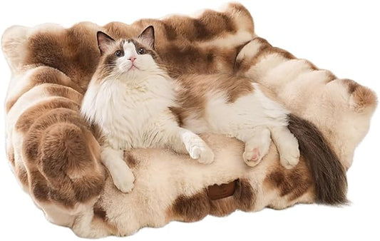Cat Bed for Indoor Cats Dog Couch Cat Couch Bed Washable Dog Beds for Small Dogs & Cats with Removable Cover, Fluffy Pets Couch with Non-Slip Bottom 24"X18"X10"Coffee