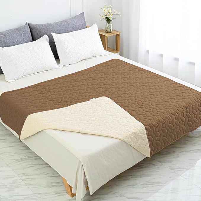 Ameritex Waterproof Pet Bed Cover Anti-Slip Dog Bed Blanket for Sofa and Furniture Waterproof New Pattern Design (Camel, 30x90 Inch (Pack of 1))