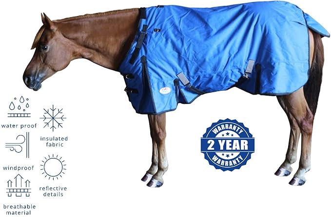 Derby Originals Nordic Tough 1200D Ripstop Waterproof Reflective Winter Horse Turnout Blanket 300g Heavy Weight, Chocolate Brown, 84"