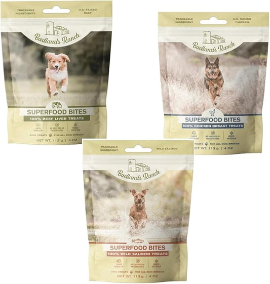 BADLANDS RANCH 4 oz. Beef Liver, Wild Salmon, Chicken Breast, Superfood Bite Bundle