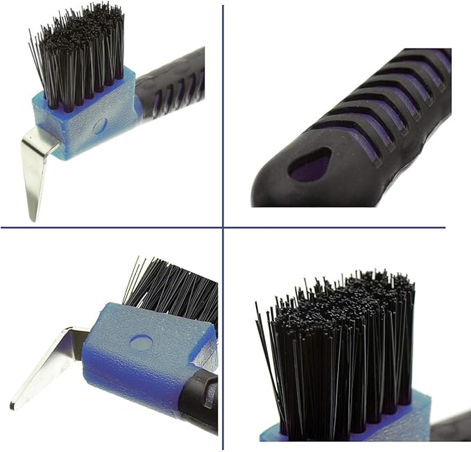 4Pcs Horse Hoof Pick Brushes, with Soft Touch Rubber Handle