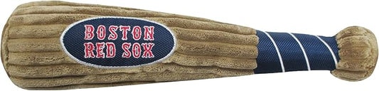 MLB Boston Red Sox Baseball Bat Toy for DOGS & CATS. Soft Corduroy Plush Dog Toy with Inner SQUEAKER, MLB Chew Toys for Dogs or Cats. Durable Fun Interactive Dog Toy with Team Names and Logo