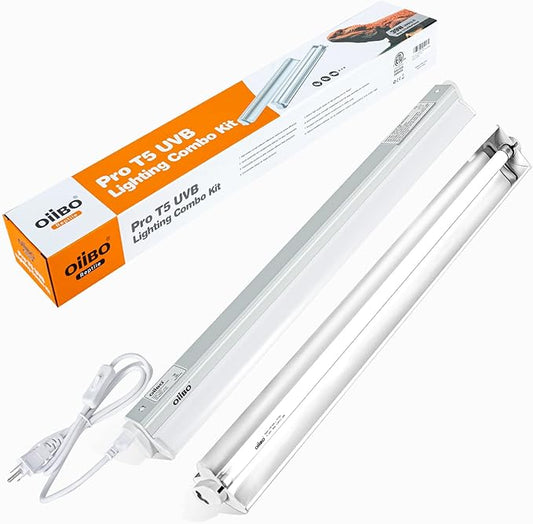 Oiibo T5 HO Reptile Light Fixture UVB Lighting Combo Kit Suit for Desert&Tropical Amphibians Reptiles Terrarium Lamp Hood Light Fixture Include 39W 12.0 UVB Bulb
