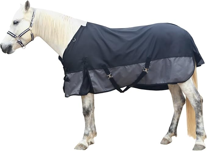 LEAFOREST 1200D Horse Blanket Waterproof Breathable Turnout (no Filling) Standard Neck Horse Sheet Black Grey 78IN